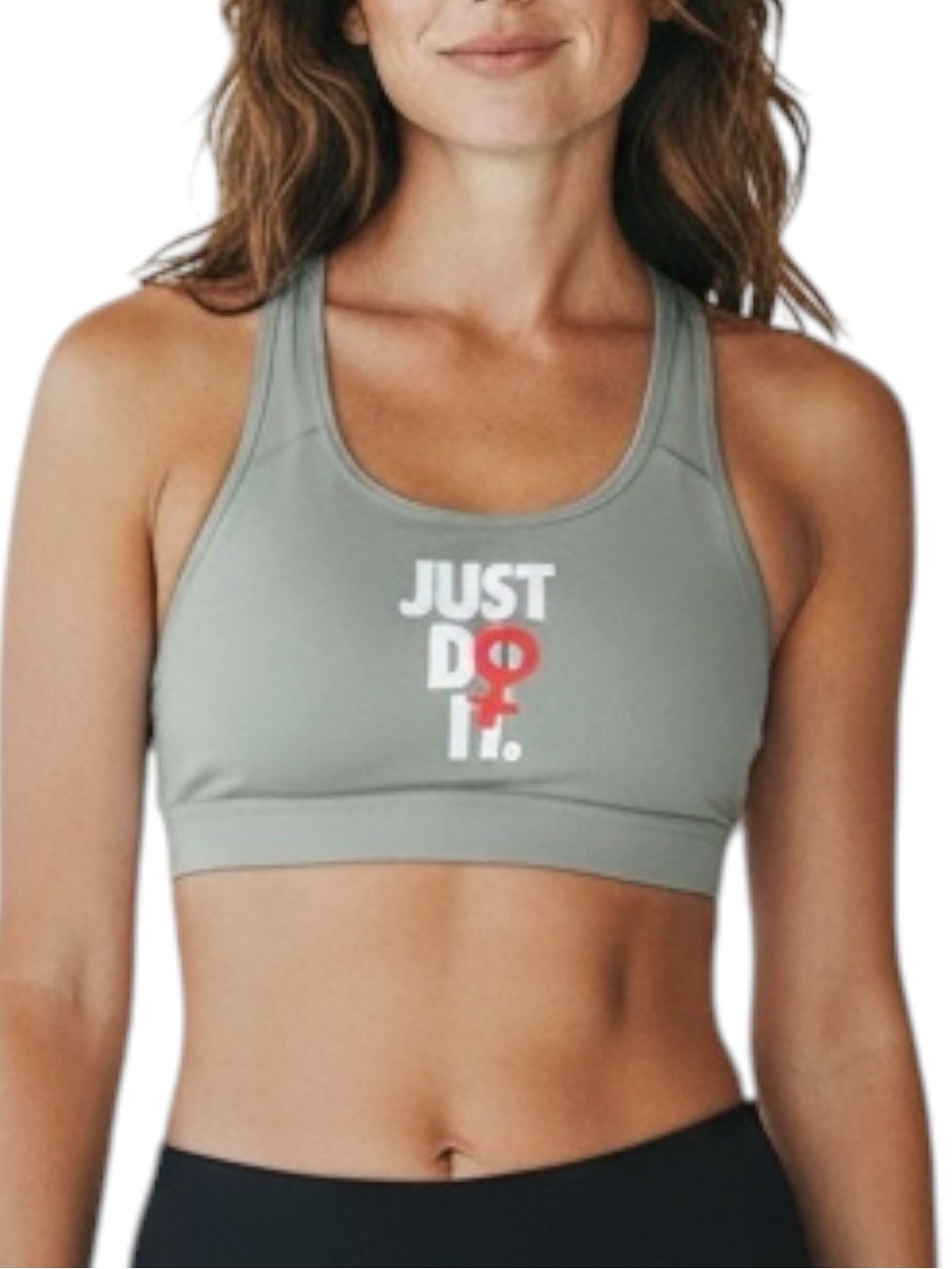 NIKE Rebel Dri-Fit Swoosh Just Do It Sports Bra in Sage Green Size Large